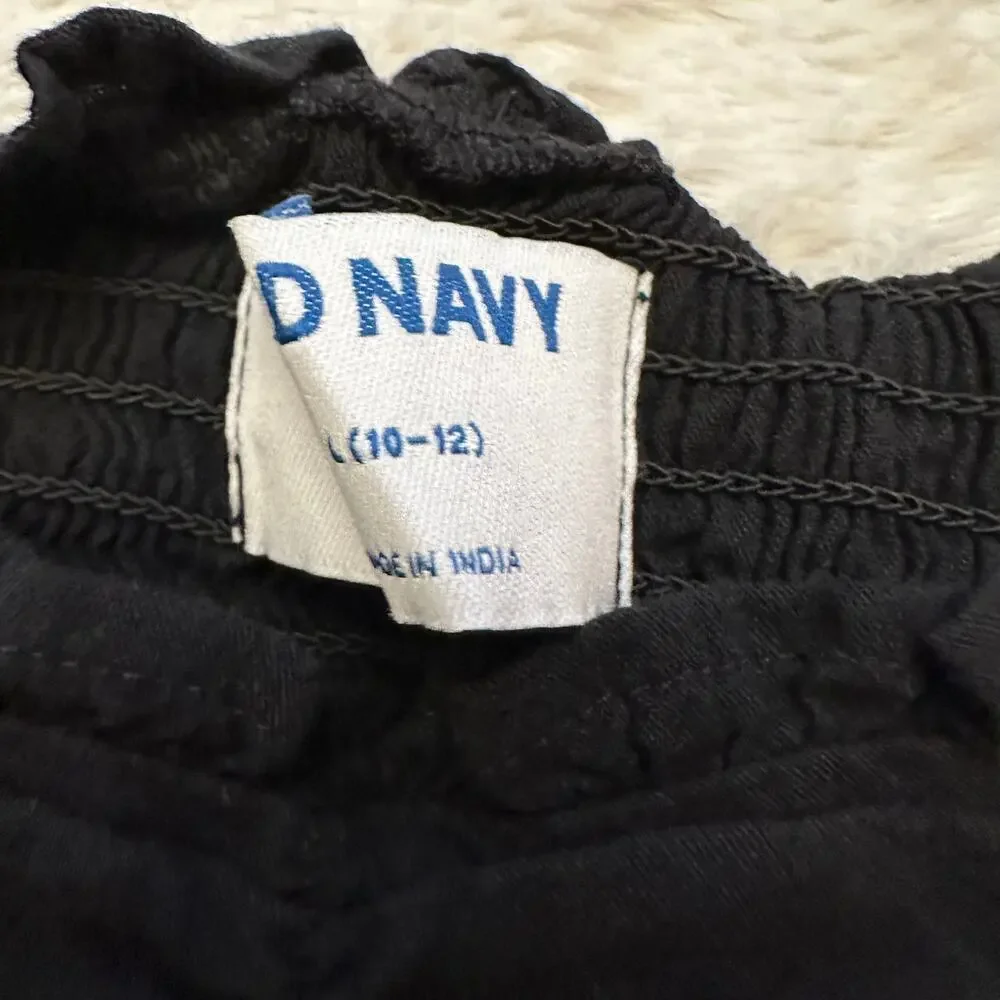 Old Navy Black Top sz L (10-12) Puff Short Sleeves Babydoll Top